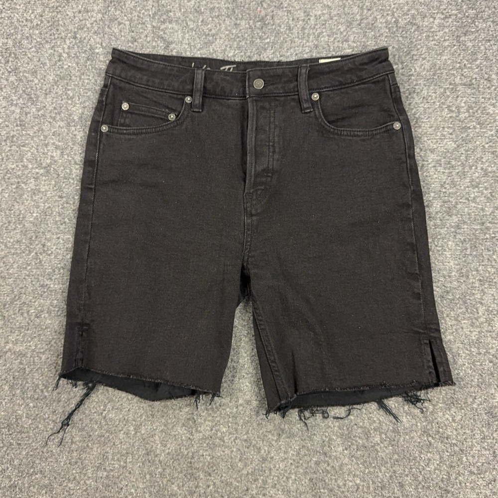 We The Free Shorts Womens 28 Black Denim Cutoff Raw Hem Bermuda Casual